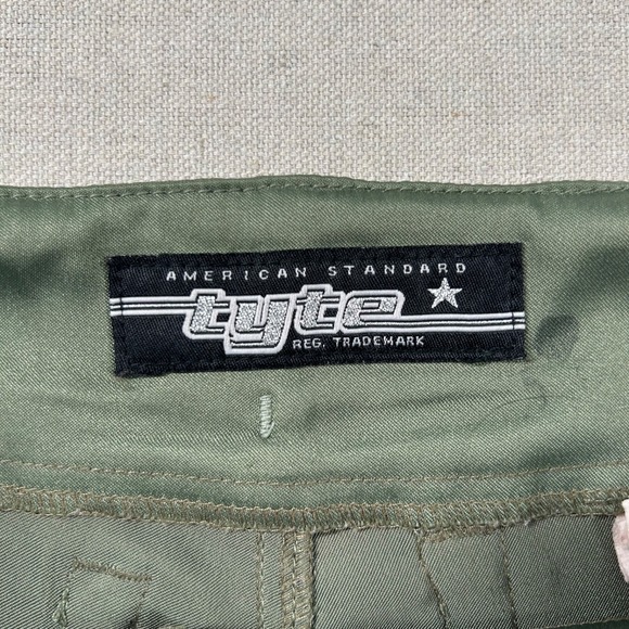 Vintage Tyte Pants Womens 7/8 Flare Disco Y2K Low Rise Rave Club Green USA - Picture 3 of 9